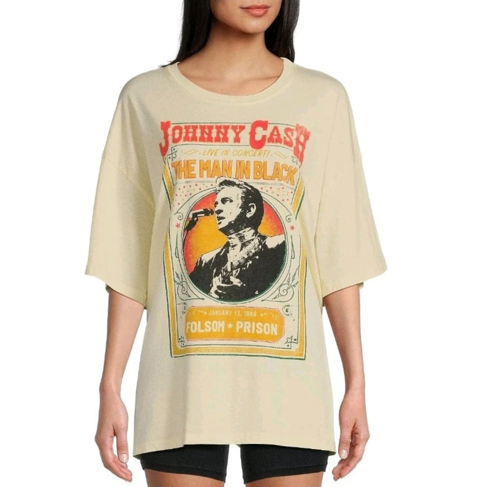 Daydreamer Tee Johnny Cash Man In Black - Butter Yellow OS NWT $88 Concert Music
